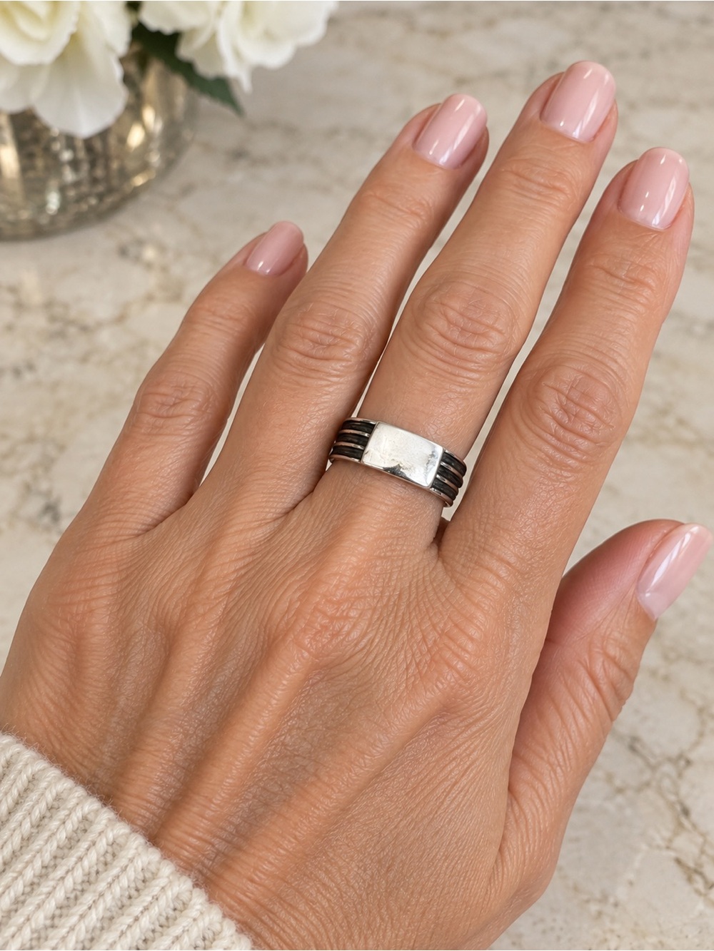 Vintage 1970s Sterling Silver & Elephant Hair Ring – Spain